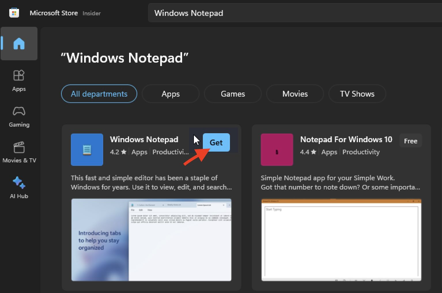 get Windows Notepad